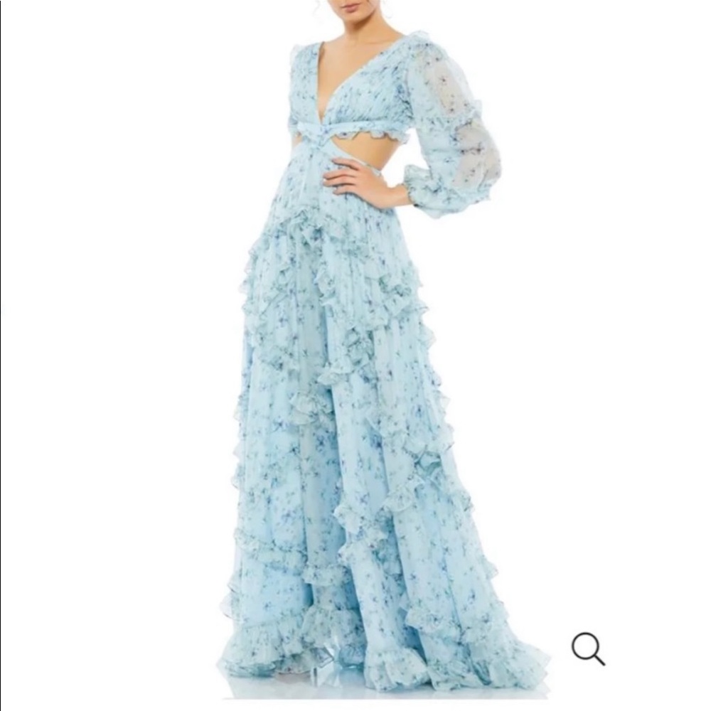 New Mac Duggal
Ruffled Cutout Floral Maxi Ballgown